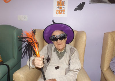 Princess Christian Care Home resident in a witches hat