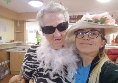 Staff member and resident dressed up for Icon Week at Princess Christian