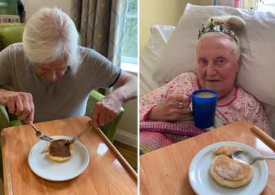 Princess Christian Care Home residents enjoying pancakes