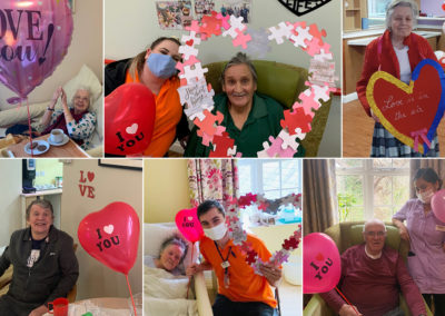 Residents enjoying Valentine decorations at Princess Christian Care Home