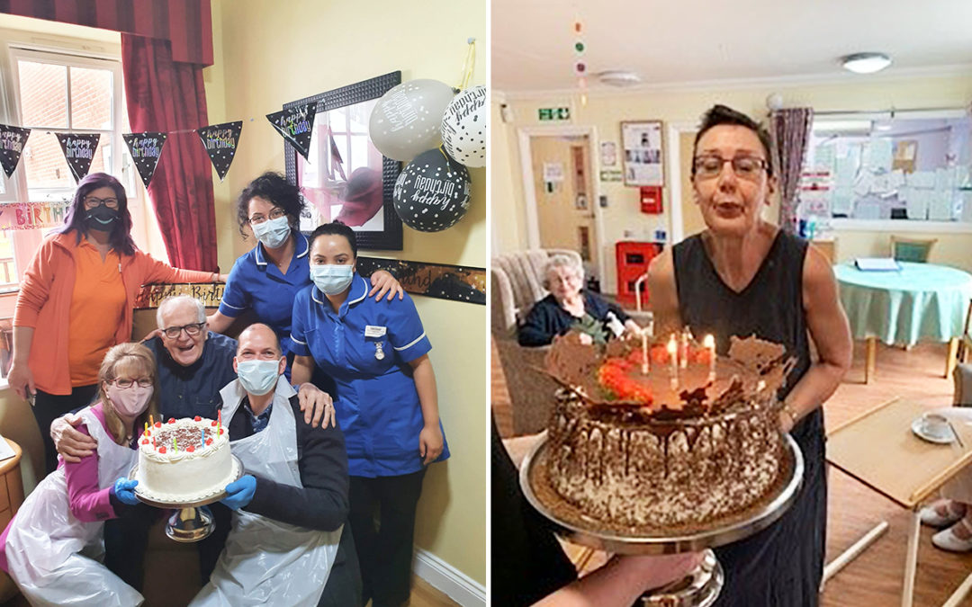 Double birthday celebrations and cake at Princess Christian Care Home