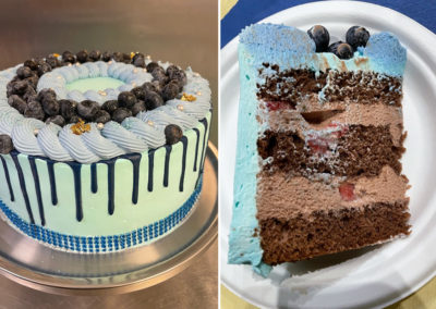 Birthday cake with blueberries created at Princess Christian Care Home