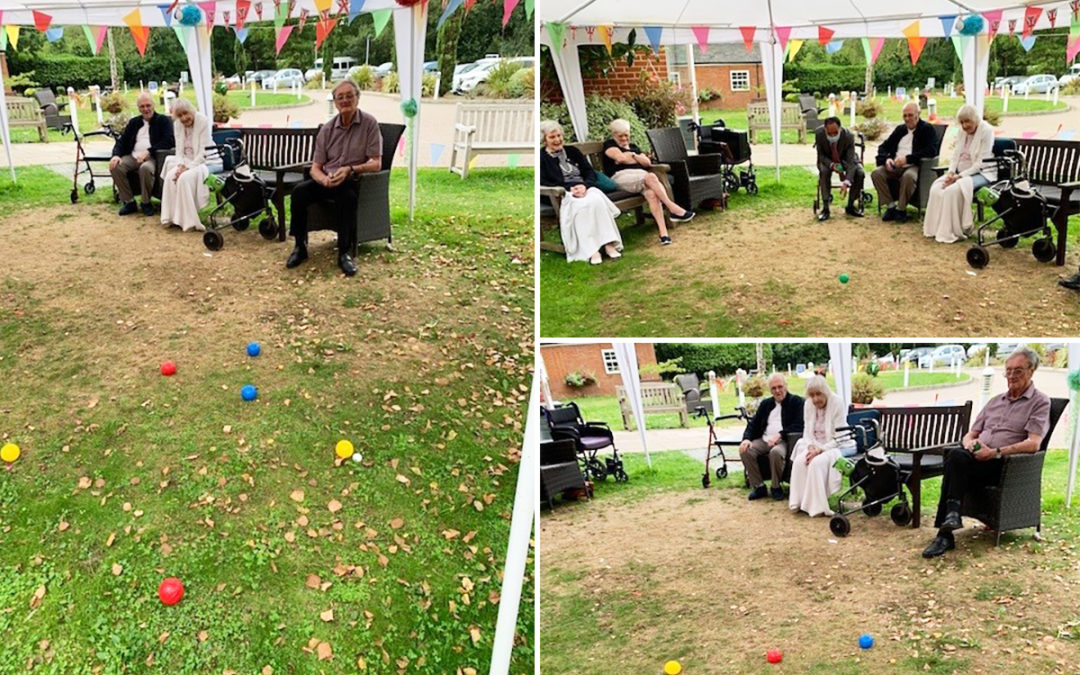 Residents enjoy garden boules at Princess Christian Care Home