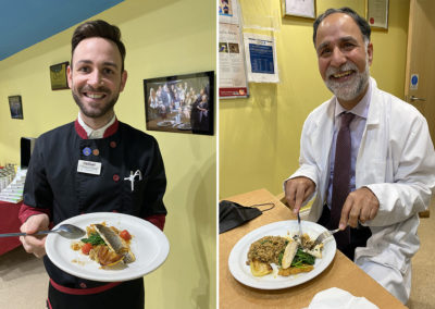 Princess Christian Care Home's Head Chef and Manager enjoying food prepared by Celebrity Chef Sid Shanti