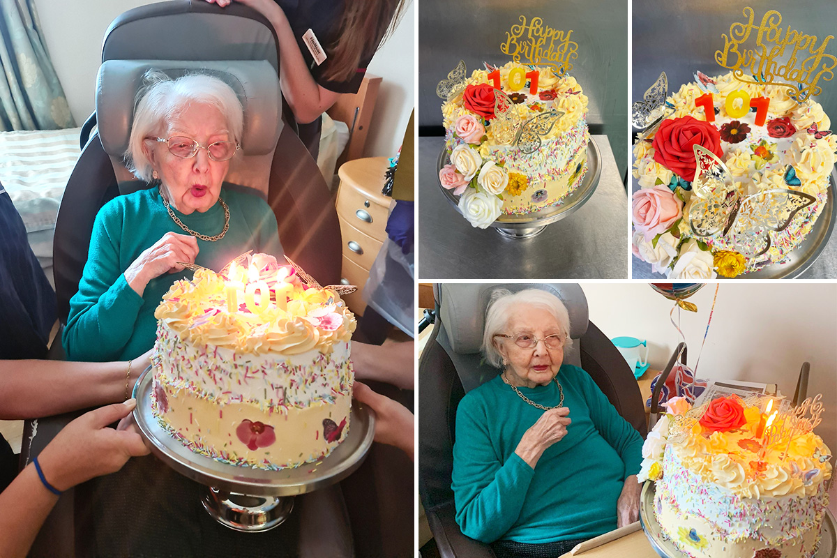 Princess Christian Care Home resident with her birthday cake