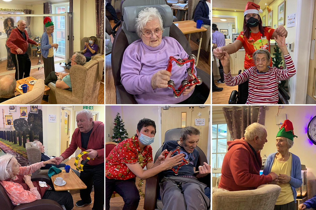 Princess Christian Care Home residents enjoying a Christmas Jumper Day and music