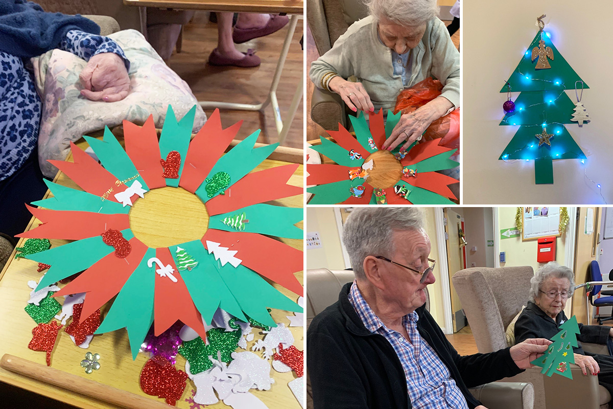 Princess Christian Care Home residents making Christmas decorations 