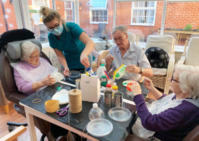 Making and decorating bird feeders at Princess Christian Care Home 2