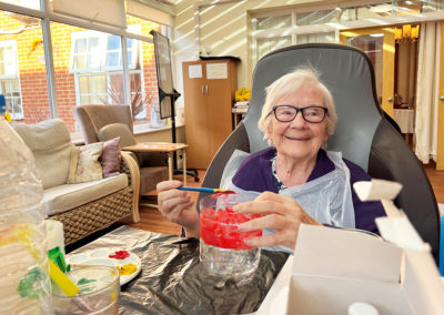 Making and decorating bird feeders at Princess Christian Care Home 3