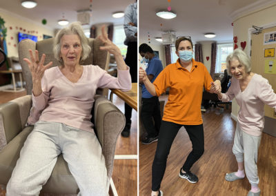 Dancing staff and resident at Princess Christian Care Home