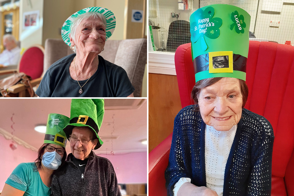 Princess Christian Care Home residents in St Patrick's Day hats
