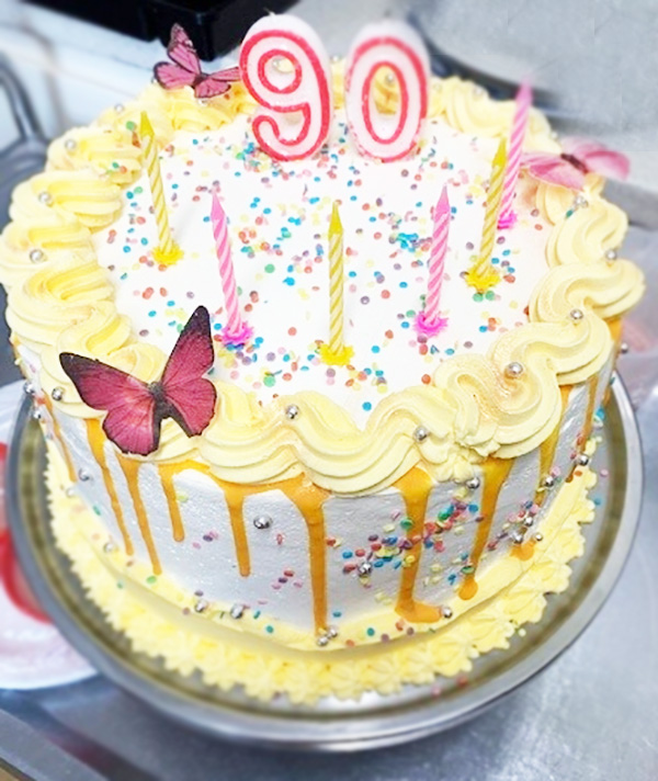 90th birthday cake at Princess Christian Care Home