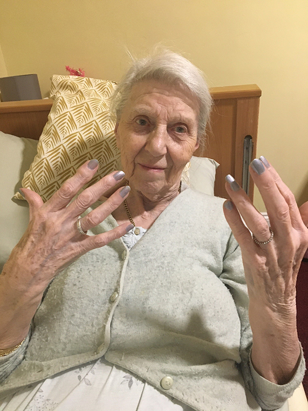 Princess Christian Care Home resident with painted nails