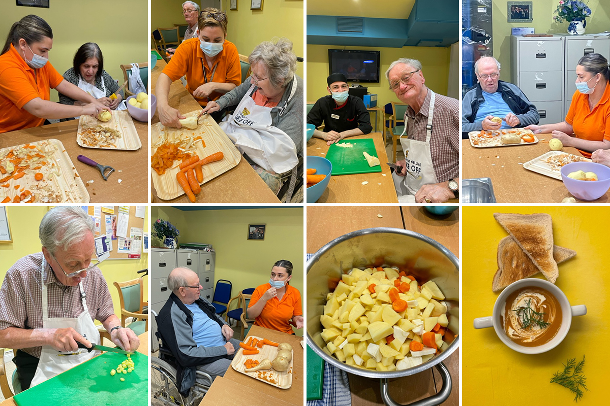Vegetable soup making at Princess Christian Care Home