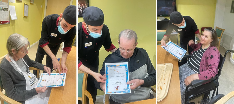 Princess Christian Care Home residents receiving their Cooking Club certificates