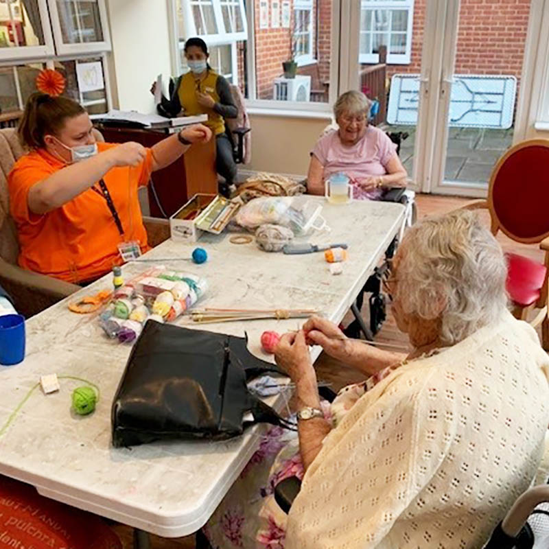 Knitting club at Princess Christian Care Home