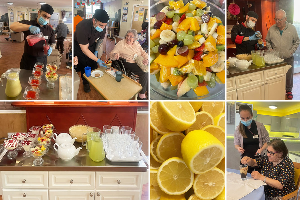 Nutrition and Hydration Week delicious fresh fruits and drinks at Princess Christian Care Home