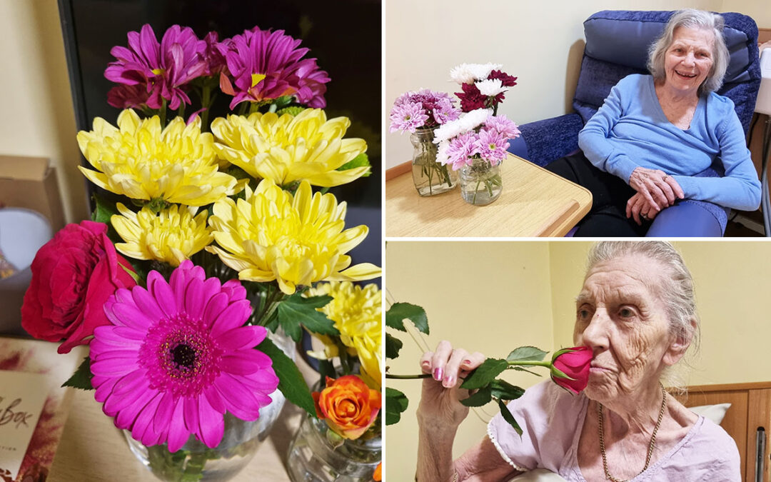 Making flower displays at Princess Christian Care Home
