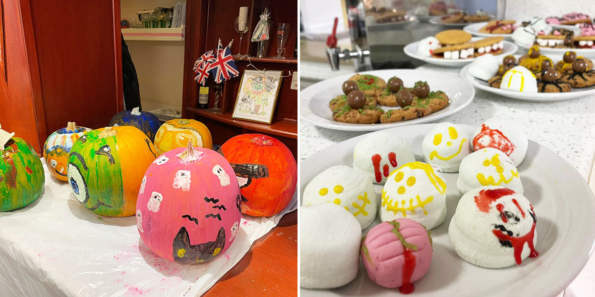 Halloween pumpkins and treats at Princess Christian Care Home