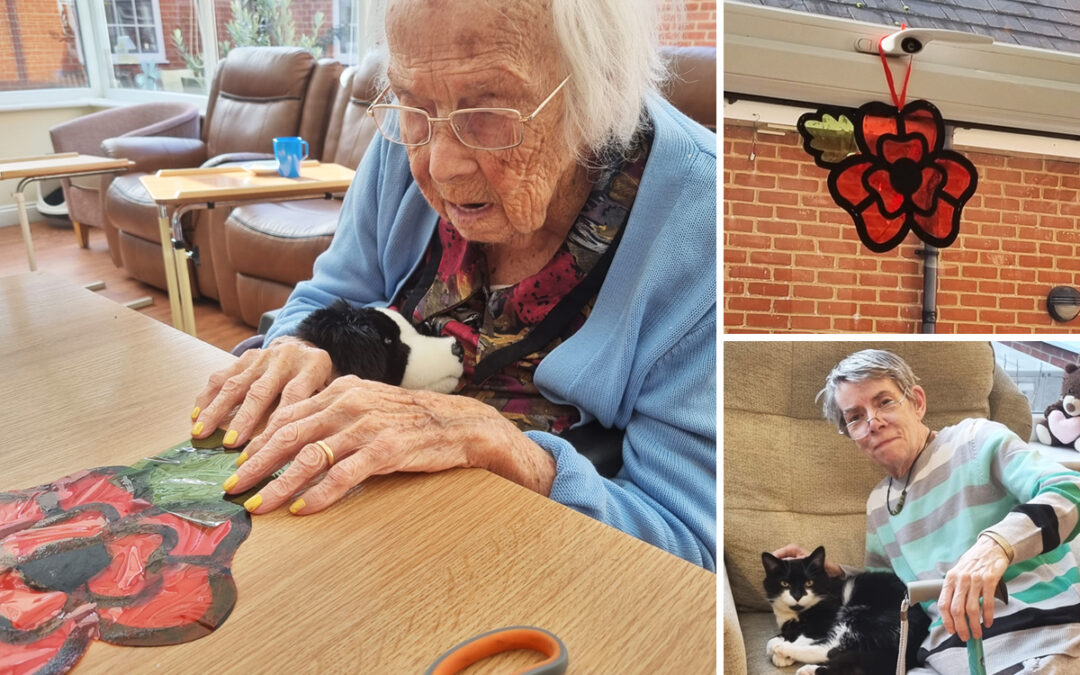 Making Remembrance crafts at Princess Christian Care Home