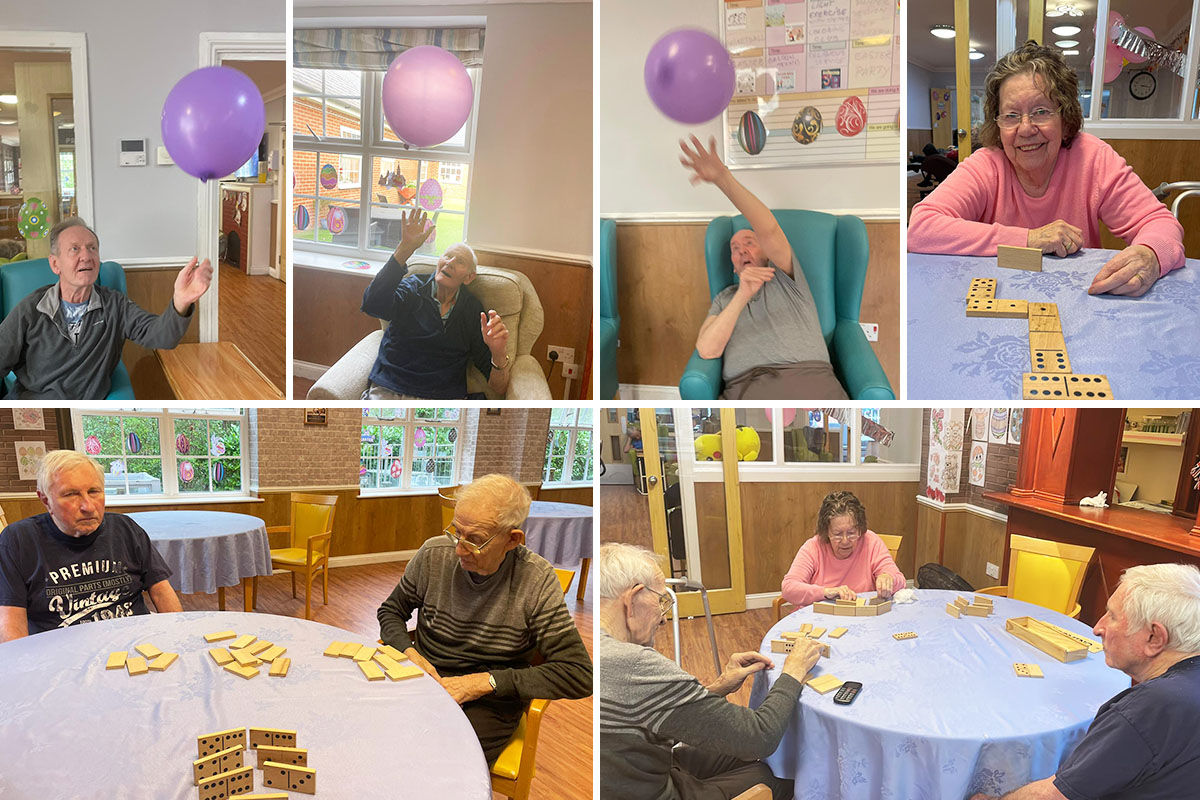 Balloon tennis and dominoes at Princess Christian Care Home