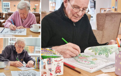 Colouring Club creations at Princess Christian Care Home